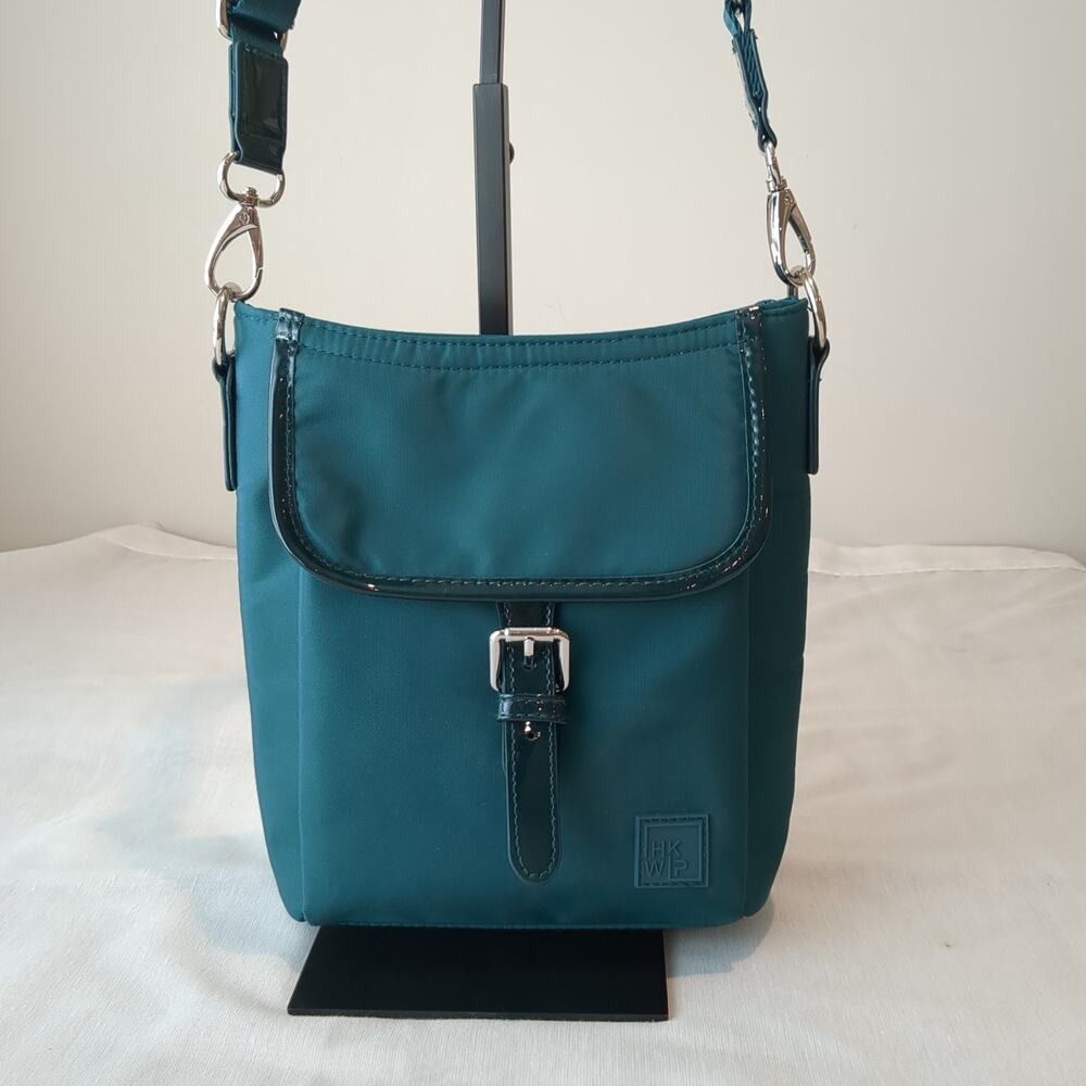 IHKWIP Womens Crossbody Buckle Up Travel Nylon Bag Medium Teal Green Outdoor